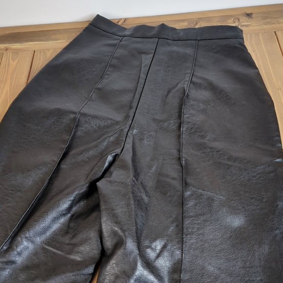 Princess Polly Black Faux Leather Cropped Ankle High Rise Pants - Picture 4 of 11